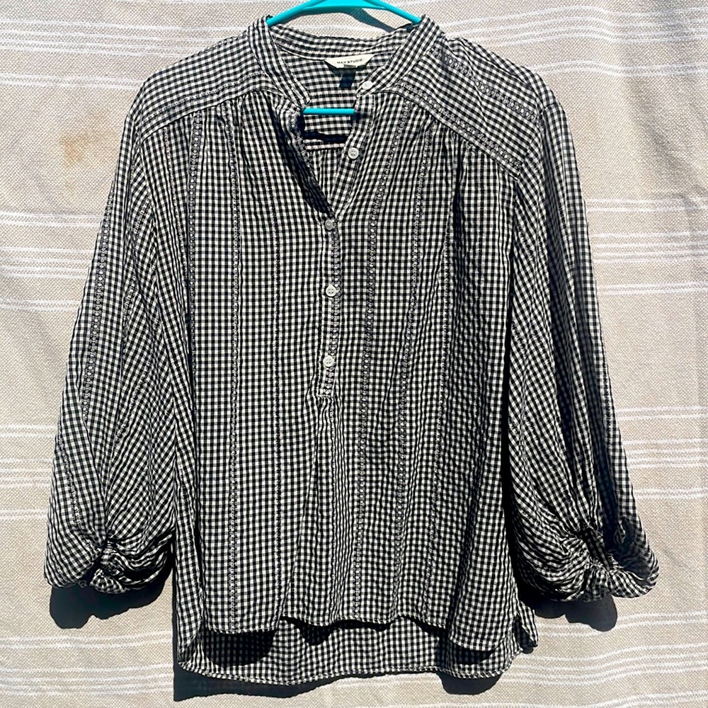 Gingham long sleeve blouse